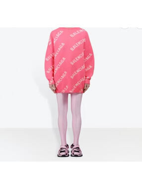 NWT $1,500 BALENCIAGA Oversized Logo Knit All Over Print Monogram Sweater XS/S